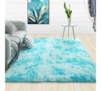 Area Rugs - Tappeto morbido a pelo lungo, in peluche tie-dye, antiscivolo, per interni, casa e camera dei bambini (blu, 120 x 160 cm)