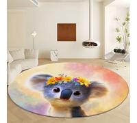 Area Tappeto Rotondo Cartone Animato Carino Koala per Soggiorno, 100 cm Tappeti Morbido Sala da pranzo Camera da letto Home Decor Tappeto Antiscivolo e Lavabile - Multicolore