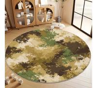 Area Tappeto Rotondo Mimetico Esercito Natura per Soggiorno, 120 cm Tappeti Morbido Sala da pranzo Camera da letto Home Decor Tappeto Antiscivolo e Lavabile - Giallo-Marrone