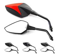 Area1 Coppia Specchietti Retrovisori Universali per Moto - Omologati E, 2x M10 Filettatura Destra + Adattatore Filetto Sinistro, Compatibili con GSX-S, GSF Bandit, SV650, R12, S1000R / S1000XR