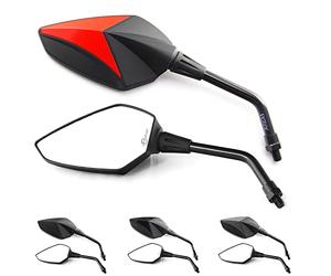 Area1 Coppia Specchietti Retrovisori Universali per Moto - Omologati E, 2x M10 Filettatura Destra + Adattatore Filetto Sinistro, Compatibili con GSX-S, GSF Bandit, SV650, R12, S1000R / S1000XR