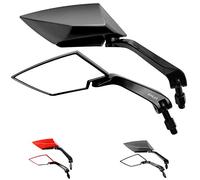 Area1 Coppia Specchietti Retrovisori Universali per Moto - Omologati E, Filettatura 2x M10 Destra con Adattatore Sinistro, Compatibili con Duke/SMC-R, Z900, Z750, Z650, Z500, Z125, ER-6N, MT-07 (Nero)