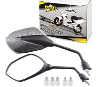 Area1 Coppia Specchietti Retrovisori Universali per Scooter Carbon Look - Omologati E, Filettatura M8 Destra con Adattatori, Compatibili con Race GT50, TPH, Runner, NRG, Speedfight, Jetforce, Agility