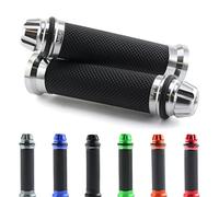 Area1 Manopole Manubrio Moto Universali per Moto, Scooter, Antiscivolo, 2 pezzi, 22/24-25 mm, Dome Argento, Compatibile con KSR