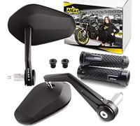Area1 Set di specchietti retrovisori per moto CNC, set di specchietti retrovisori (destro + sinistro) + maniglie per moto + copertura filettata, testati (set oval 1)