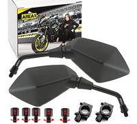 Area1 Set Specchietto universale per moto per scooter Retrovisore (destro+sinistro) Approvato E - 2xM10 filet. destra + sinistra, 2xM8 filet. destra + sinistra. Incl. terminale a vite 22mm M10 (K1)