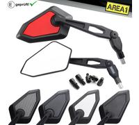 Area1 Specchietto Scooter Moto Specchio Set Rosso M10/M8 " E-Certificazione "