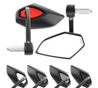 Area1 Specchio universale per manubri, 2 pezzi specchio manubrio moto omologato E, specchio manubrio moto rotante a 360°, specchio laterale 7/8” 22mm (nero) (Rosso)