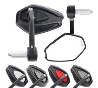 Area1 Specchio universale per manubri, 2 pezzi specchio manubrio moto omologato E, specchio manubrio moto rotante a 360°, specchio laterale 7/8” 22mm (bianco) (Negro)