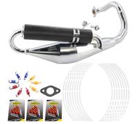 Area1 Tecnigas Q-Tre - Set di marmitta sportiva con effetto carbonio, adatto per Peugeot da 50 ccm a 2 tempi, ad esempio Elyseo Buxy Gipsy Limbo Looxor + accessori per tuning gratuiti