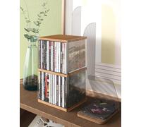 AREAJD Supporto da scrivania in MDF color noce, carino per 30 CD, supporto per CD, scaffale/torre/supporto per dollaro, adatto per sala teatro