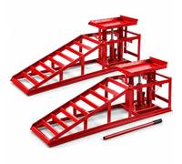Arebos 2 Rampe Sollevamento Auto 2T | Ponte Sollevatore Auto per Garage | Piattaforma di sollevamento auto XXL | larghezza accesso 257 mm | valvola di sicurezza | altezza regolabile | rosso