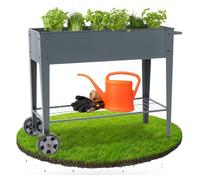 AREBOS Aiuola Rialzata con Ruote e Ripiano 108×51×80 cm | Fioriera da Giardino e Balcone | Orto Rialzato per Verdure e Erbe | Ideale per Terrazzo