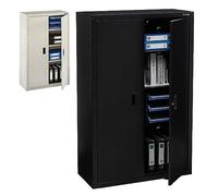 Arebos Armadietto da ufficio, 140 x 90 x 40 cm, 2 ante, con 3 ripiani regolabili in altezza, con serratura a cilindro, colore nero