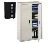 Arebos Armadietto da ufficio, 140 x 90 x 40 cm, 2 ante, con 3 ripiani regolabili in altezza, con serratura a cilindro, grigio