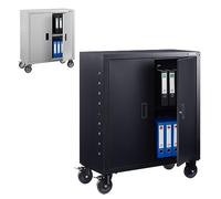 Arebos Armadietto da ufficio, armadietto per documenti, armadietto in acciaio, ripiano regolabile in altezza, 90 x 90 x 40 cm, set di ruote, colore nero