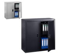 AREBOS Armadio Ufficio in Acciaio | Schedario e Armadio di Stoccaggio | 90x90x40 cm | 1 Ripiano Regolabile in Altezza | Colore Nero