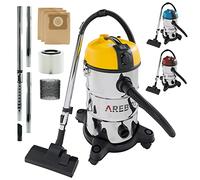 AREBOS Aspirapolvere industriale 1300 W secco e umido 30 L | Bidone aspiratutto e aspiracenere | Adatto per polvere, liquidi e pulizia auto | Giallo