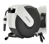 Arebos Avvolgitubo Automatico da Parete 25 m con Tubo Multistrato | Rotazione 180° | Sistema di Blocco | 7 Modalità di Spruzzo