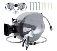 AREBOS avvolgitubo giardino 30 m automatico girevole 180 gradi 9 funzioni grigio