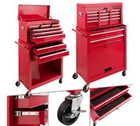 AREBOS carrello da officina carrello portautensili cassetta attrezzi 9 scomparti