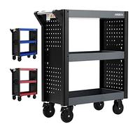 Arebos Carrello di servizio a 3 scomparti | Carrello per officina | Porta attrezzi | Trasporto e stoccaggio | Ripiani multifunzionale | Multiuso