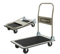 AREBOS Carrello Pieghevole 150 kg con Piattaforma Antiscivolo 4 Ruote Nero 73cm