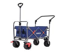Arebos Carrello pieghevole a mano | Carrello di trasporto e per attrezzi, con 2 borse a rete, freno ruote anteriori, manico telescopico, portata fino a 100 kg | Blu