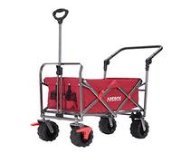 Arebos Carrello pieghevole a mano | Carrello di trasporto e per attrezzi, con 2 borse a rete, freno ruote anteriori, manico telescopico, portata fino a 100 kg | Rosso