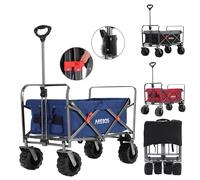 Arebos Carrello pieghevole con tetto | Carrello a mano multifunzione, portata fino a 100 kg, resistente all’acqua e allo sporco, con tasche laterali | Blu