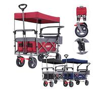 Arebos - Carrello pieghevole con tettuccio | portata fino a 100 kg | freno anteriore e posteriore | colore Rosso