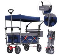 AREBOS carrello pieghevole premium con tetto carico 100 kg freni ant / post blu