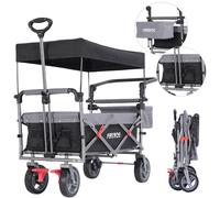 AREBOS carrello pieghevole premium con tetto carico 100kg freni ant / post nero