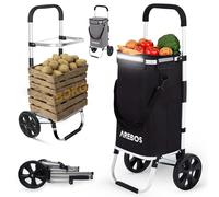 AREBOS Carrello Spesa 3in1 | Carrello Grande 56 Litri | Carrello con Scomparto Refrigerato | Borsa Spesa con Ruote | Shopper Pieghevole | Nero