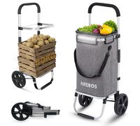 AREBOS Carrello spesa 3in1 Carrello spesa pieghevole Borsa portaoggetti grigio