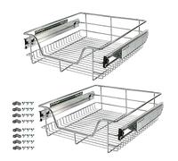 AREBOS Cassetto telescopico - per armadi larghi 30, 40, 50 o 60 cm/cromato/set a scelta - Cassetto da cucina, cestello estraibile, estraibile per armadio, inserti per cassetti / 2 x 50 cm