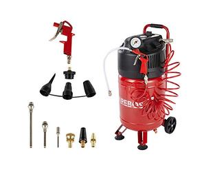 Arebos Compressore ad aria compressa 1500W | 30l | incluso set da 13 pezzi | senza olio | 240 L/min | doppio attacco Euro | 10bar| Capacità: 50 l, 30 l o 6 l (30 litri)