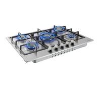AREBOS Piano cottura a gas a cinque fuochi | Acciaio inox | Autosufficiente