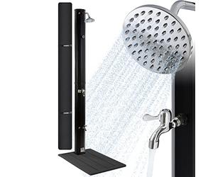 Arebos Doccia solare 35L & elemento a pavimento | con termometro integrato & doccia per i piedi | in opertina | doccia per il giardino | temperatura dell'acqua fino a 60°C