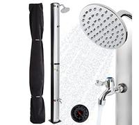 AREBOS Doccia Solare | 37 Litri | 199 cm | con termometro Integrato | incl.Copertina | soffione Doccia Tondo | con Doccia a Piedi | Doccia da Giardino con Attacco per Tubo Flessibile da Giardino