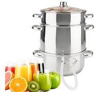Arebos Estattore Succo a Vapore Vaporiera Frutta Spremiagrumi a Vapore 15 L | Ø 26 cm | Acciaio di Alta | Fondo a 5 strati