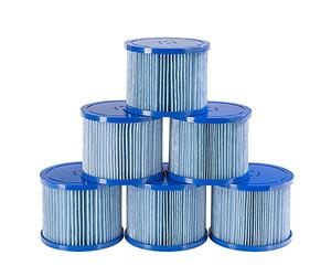AREBOS | Filtro per Piscina, Vasca idromassaggio e Spa | 6 cartucce con Filtro antimicrobico | Blu