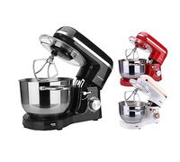 Arebos Impastatrice Planetaria 1500 W 6 L | Robot da Cucina | Nero | Mixer cucina multifunzione | ciotola 6 L | basso rumore | ganci impastare + frullare | 6 velocità con impulso