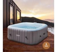 Arebos Spa idromassaggio 2400W | Piscina all'aperto | per 6 persone 185x185cm | 130 getti massaggianti | 910 L con riscaldamento | Funzione di gonfiaggio con un pulsante | Copertura inclusa | Bubble S