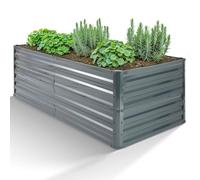 Arebos Letto rialzato in metallo 180x90x45 cm | letto da giardino in acciaio zincato | letto per piante resistente alle intemperie e alla ruggine | letto rettangolare per orto e patio
