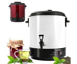 Arebos Macchina per conserve da 2500 W | pentola da 28 l | con termostato e protezione da surriscaldamento | regolazione continua della temperatura 30-100 °C | fornello per vin brulé | Bianco