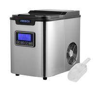 AREBOS Macchina per Cubetti di Ghiaccio Acciaio Inossidabile 2,2L LCD 12 kg/24h