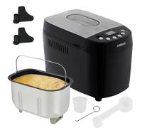 Arebos Macchina per il pane 1500 g | con 15 programmi | 2 ganci per impastare | timer | display LCD | 3 livelli di doratura e dimensioni del pane | 850 W | Nero