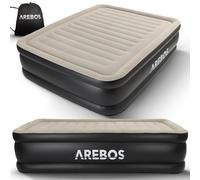 AREBOS Materasso gonfiabile, autogonfiabile, 203 x 152,5 x 51 cm, adatto per 2 persone, letto per ospiti con pompa elettrica, materasso ad aria incluso, borsa per il campeggio, la casa