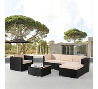AREBOS® Mobili da giardino in polyrattan Gruppo di sedute Nero